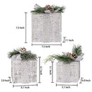 Hourleey Lighted Gift Boxes, Set of 3, LED, Warm White Tinsel Boxes, CL-A60W-50 - Like New