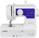 LUBY SEWING MACHINE WITH 12 BUILT-IN STITCHES & FREE ARM JG-1602 - WHITE/BLUE - Like New