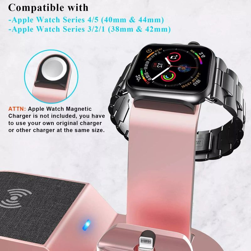 GENERIC 3 IN 1 CHARGING STATION FOR IPHONE, AIRPODS & APPLE WATCH - ROSE GOLD - Like New