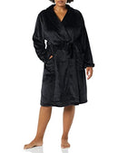 AMAZON ESSENTIALS WOMEN'S MID-LENGTH PLUSH ROBE SIZE: WOMEN 3XL - BLACK - Like New