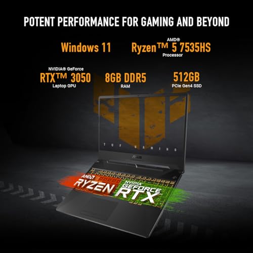 ASUS TUF A15 15.6” FHD RYZEN 5 7535HS 8GB 512GB SSD RTX 3050 - GRAY - Like New