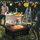 Yaheetech Multifunctional Fire Pit Table 32in Square Metal Firepit Stove - Brand New