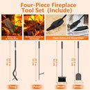 MEOLIGR FIREWOOD RACK INDOOR DOUBLE-LAYER FIREPLACE TOOLS SET BLACK/ORANGE - Like New