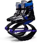 KANGAROO BOUNCE SHOES EXERCISE & FITNESS BOOTS WORKOUT JUMPS - BLACK/SILVER/BLUE - Like New