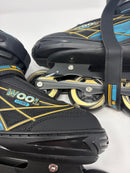 WOOLITIME SPORTS ADJUSTABLE ROLLER BLADES, ILLUMINATING WHEELS, XL - BLACK BLUE - Like New