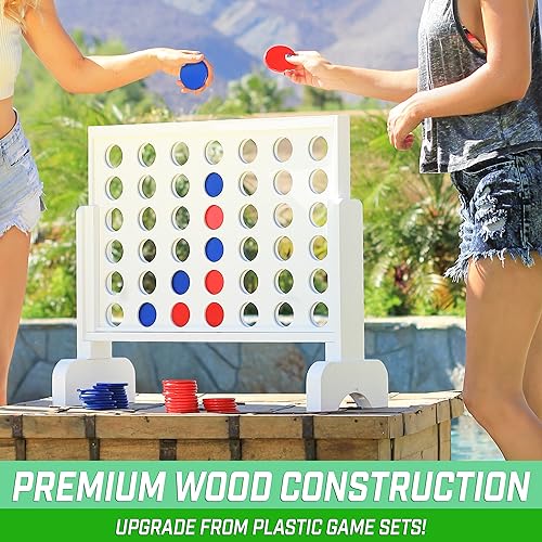 GoSports 2 Foot Width Giant 4 in a Row Game with Carrying Case - White - Like New