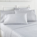 SHAVEL HOME PRODUCTS SEERSUCKER SHEET SET KING GINGHAM GRAY - WHITE/GRAY - Brand New