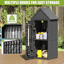 Fancyango Outdoor Resin Storage Shed Cabinet Removable Shelves Lock Ring - Black - Like New