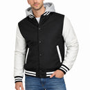 FORMAKER HOODED VARSITY JACKET W/ DETACHABLE HOOD - SIZE: MEN S - BLACK/WHITE - Brand New