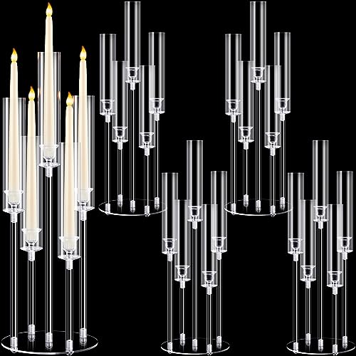 BARYDAT 4PCS ACRYLIC CANDELABRA CENTERPIECES CLEAR CANDLE HOLDER - CLEAR - Like New