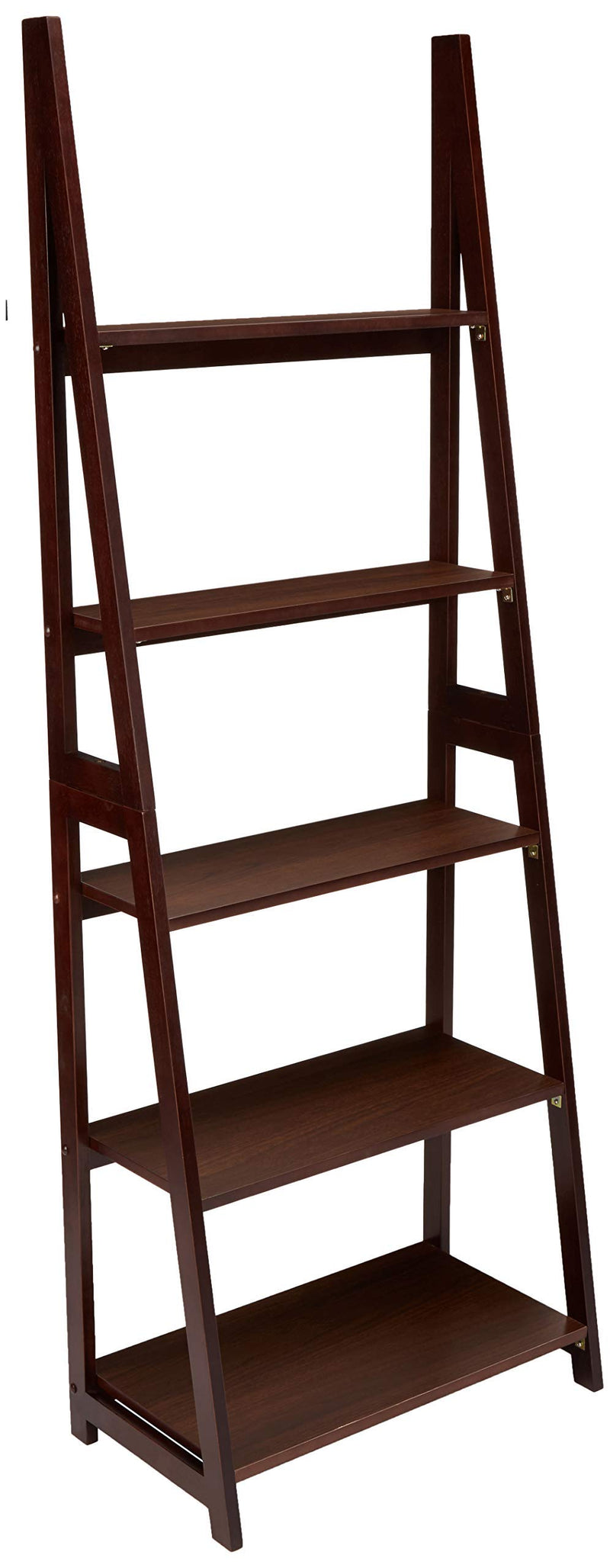 AMAZON BASICS LADDER BOOKSHELF ORGANIZER RUBBERWOOD FRAME ESPRESSO - MODERN - Like New