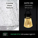 Home Zone Security 2 Pack Solar Crackle Glass Lanterns Light ELJ8205V - Black Like New