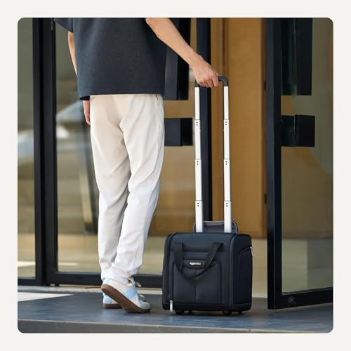 AMAZON BASICS UNDERSEAT CARRY ON WHEELS 14" ROLLING TRAVEL BAG - BLACK - Like New