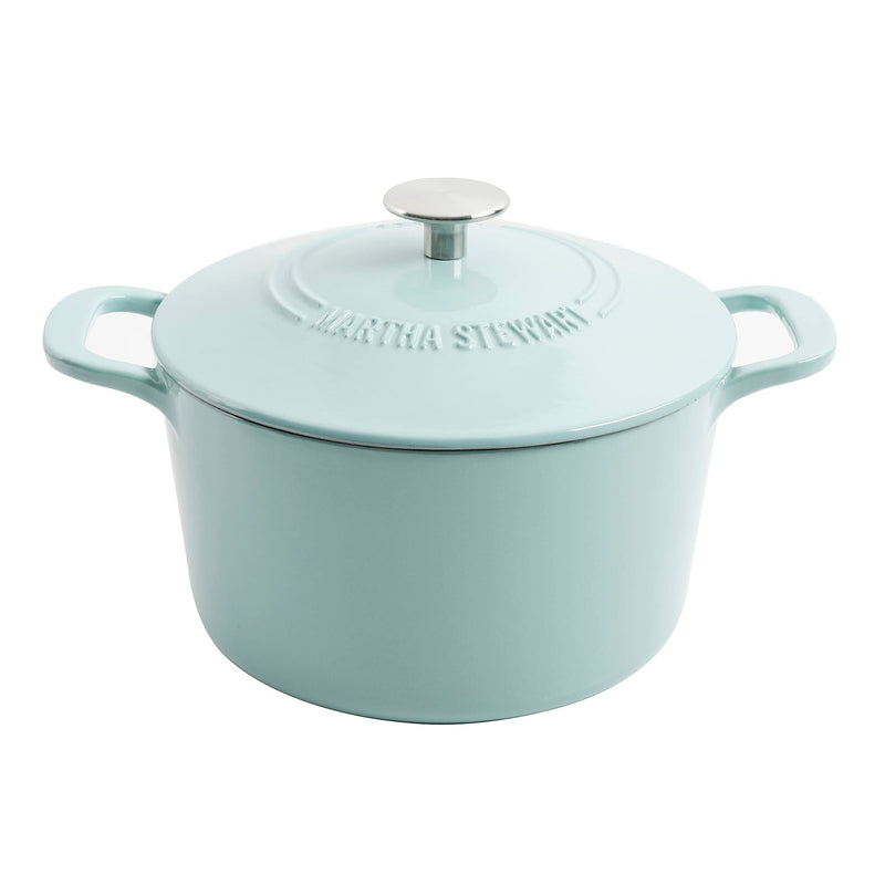 MARTHA STEWART GATWICK 7 QT ENAMEL CAST IRON DUTCH OVEN POT W LID - MARTHA BLUE - Like New