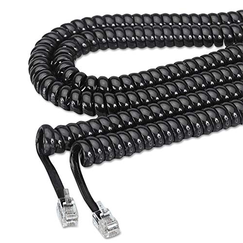 SOFTALK 42261 COILED PHONE CORD PLUG/PLUG 25 FT. - BLACK - Brand New