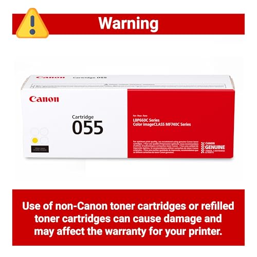 CANON GENUINE 055 YELLOW TONER CARTRIDGE COMPATIBLE WITH MULTIPLE MODELS - Like New