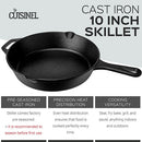CUISINEL PRE-SEASONED CAST IRON SKILLET 10-INCH W/ HANDLE COVER - BLACK - Like New