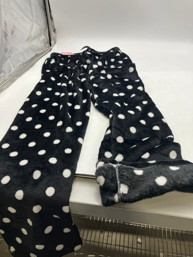 FASHION EXTRA SOFT PAJAMAS PANTS - SIZE: WOMEN S - BLACK WITH WHITE POLKA DOTS - Brand New