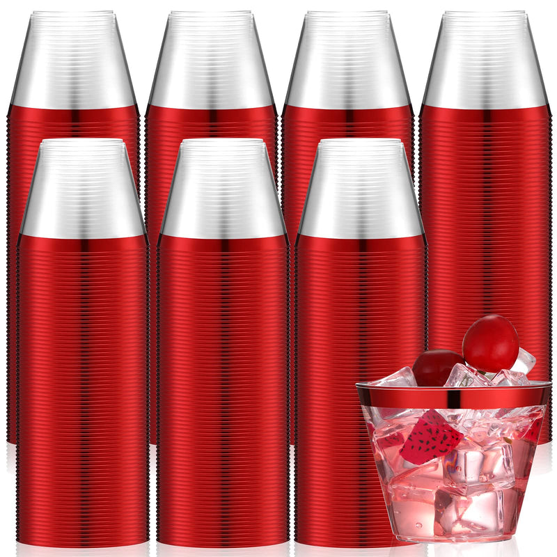 Patelai 200 Pcs Rimmed Plastic Cups 9 oz Disposable Wine Glasses Heavy Duty - Brand New