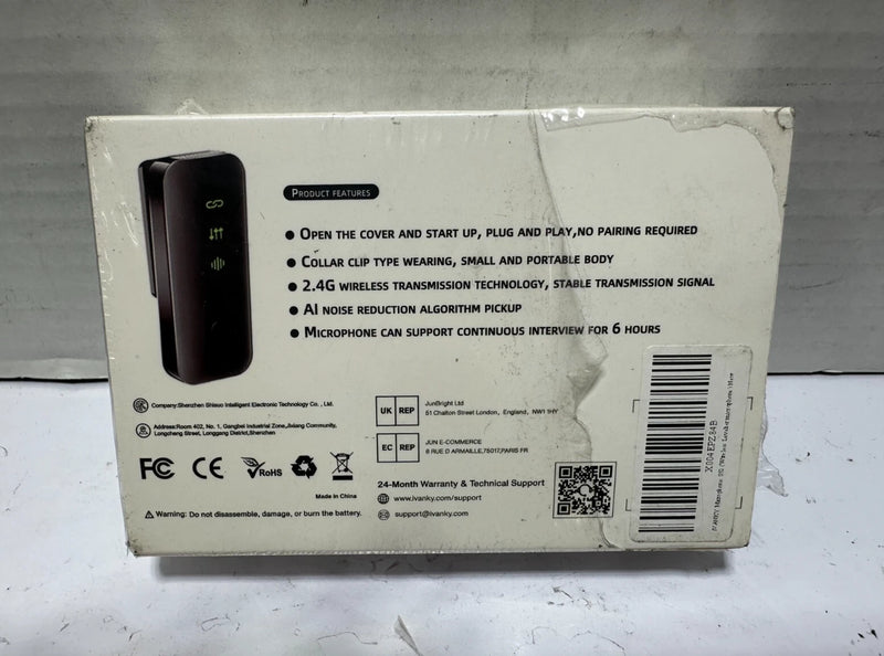 IVANKY S52 WIRELESS LAVALIER MICROPHONE 2.4G PORTABLE PLUG AND PLAY - Brand New