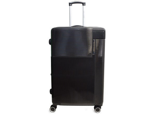 ADRIENNE VITTADINI 3PC SET HARDCASE DECO STRIPE - BLACK - Like New