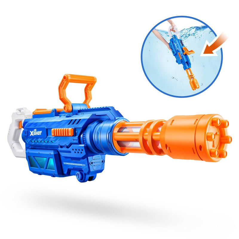 ZURU XSHOT WATER MOTORIZED GATLING WATER BLASTER TRIPOD BY ZURU - BLUE/ORANGE - Like New