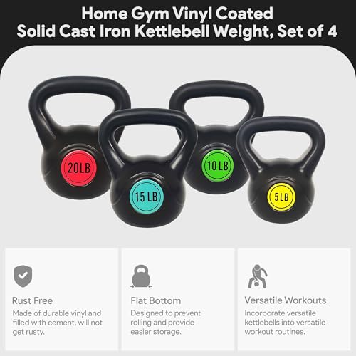 BALANCEFROM WIDE GRIP KETTLEBELL EXERCISE FITNESS WEIGHT SET - BLACK/BLUE - Like New