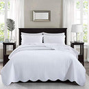 MOONLIGHT20015 White Quilt Set Queen Size (90" x 96") - 3 Pcs (White) - Like New