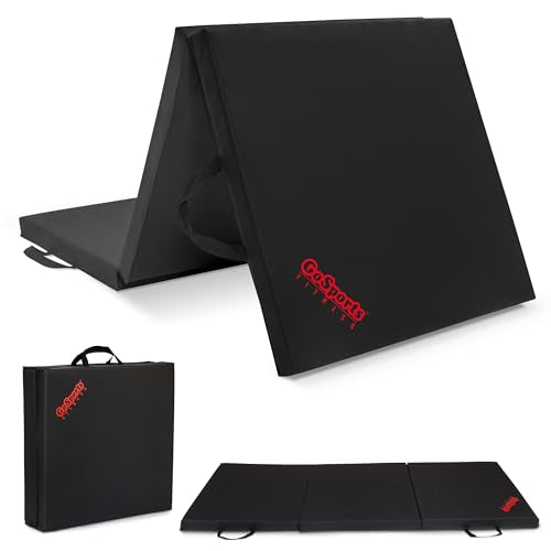 GOSPORTS 2 INCH THICK 6 FT X 2 FT TRI-FOLD EXERCISE FITNESS MAT - BLACK - Like New
