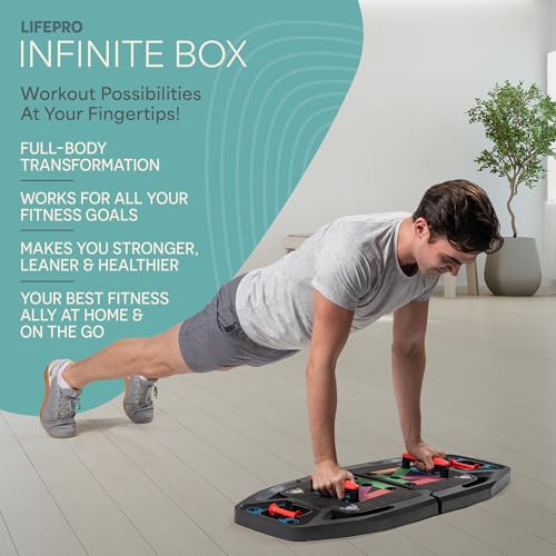 LIFEPRO PORTABLE HOME GYM WITH PUSH TRAINING BOARD WORKOUT KIT - BLACK - Brand New