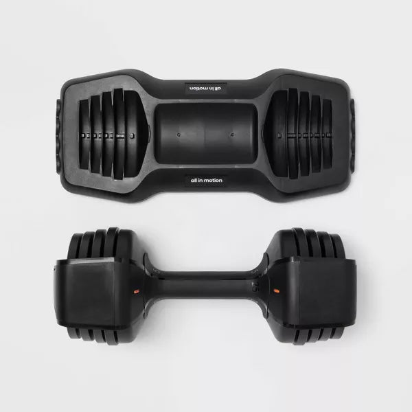 ALL IN MOTION ADJUSTABLE DUMBBELL 25LBS STEEL & PLASTIC, SINGLE PIECE - BLACK - Like New