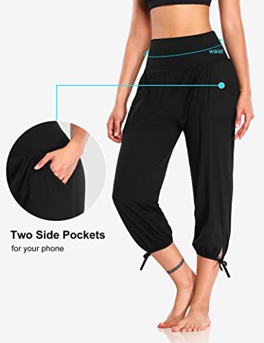 DIBAOLONG Women's Yoga Pants Capri Lounge Joggers Pockets 2XL BLACK - Brand New