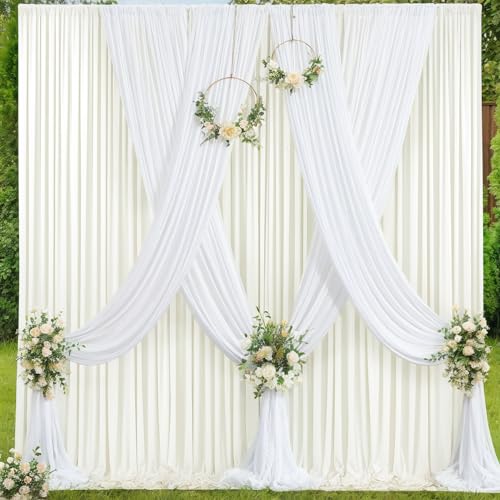 10ft x 10ft CP041402 Ivory Backdrop Curtain for Wedding Wrinkle Free Drapes - Brand New