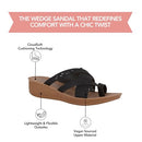 HB227501 HARBORSIDES WOMEN KINDRA WEDGE SANDALS SIZE 6.5 BLACK - Brand New