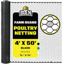 Boen Poultry Chicken Hex Netting Plastic Temporary Yard 4' x 50' - Black - Brand New