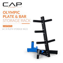 CAP BARBELL OLYMPIC PLATE TREE STORAGE RACK FOR WEIGHTS AND BAR BLUE - Like New