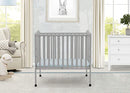 Delta Children Folding Portable Mini Baby Crib, 1.5" Mattress, B073Y8K6T4 - Grey - Brand New