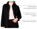 AMAZON ESSENTIALS WOMEN'S OVERSIZED-FIT HEAVYWEIGHT DENIM SHIRT JACKET BLACK S - Brand New
