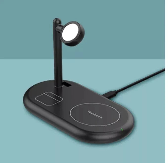 YOOTECH 3 IN 1 WIRELESS APPLE CHARGING STATION PHONE, PODS, WATCH STAND - BLACK - Like New