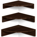 ALSONERBAY CORNER SHELF WALL MOUNT SET OF 3 FLOATING SHELVES - DARK BROWN - Like New