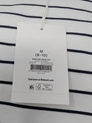 FREE ASSEMBLY WOMEN'S DROP PUFF SHOULDER TOP - SIZE: WOMEN M - CREAM 100 STRIPE - Brand New