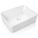 Miligoré 19" x 15" Rectangular White Ceramic Vessel Sink - Modern Above Counter - Brand New