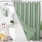 LACYAN 3 IN 1 WATERPROOF WAFFLE WEAVE SHOWER CURTAIN 12 HOOKS 72X72 - GREEN - Like New