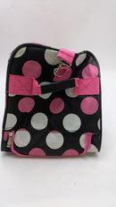 Rockland Duffel Bag Size: 22"x 11" X 12" - Black w/ White and Pink Polka Dot - Brand New