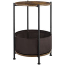 JS NOVA JUNS Round Wood End Table, 2-Tier Industrial Metal Frame - Vintage Brown - Like New