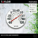Taylor Extra Large Metal Wall Thermometer 18 inch B001A0K8KQ - White - Brand New