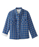 Men’s Magnet Close Adaptive Sherpa Lined Shirt Jacket - Mid Blue Plaid XL - Brand New