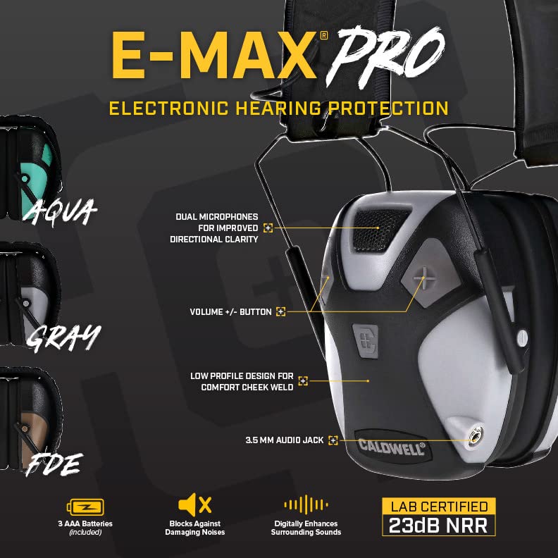 Caldwell E-MAX Pro Electronic Hearing Protection 23-24 NRR - Adult FDE - Like New