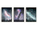 Galaxy wall art watercolor print northern lights 3 prints (18" x 24" x 3 Prints) - Brand New