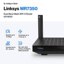 LINKSYS MESH WIFI 6 ROUTER DUAL-BAND 1,700 SQ. FT 25+ DEVICES MR7350 - BLACK - Like New